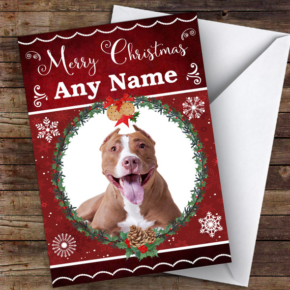 Pit Bull Terrier Dog Traditional Animal Personalised Christmas Card