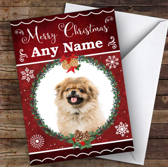 Pekingese Dog Traditional Animal Personalised Christmas Card