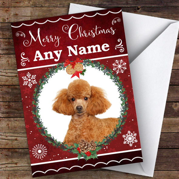 Poodle Dog Traditional Animal Personalised Christmas Card