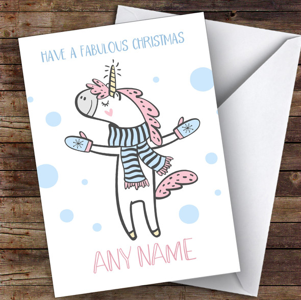 Fabulous Unicorn Children's Personalised Christmas Card