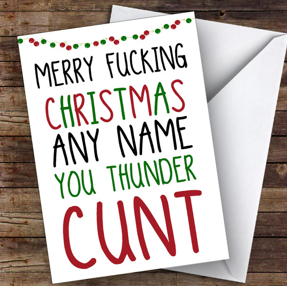 Offensive Thunder Cunt Type Range Funny Joke Personalised Christmas Card