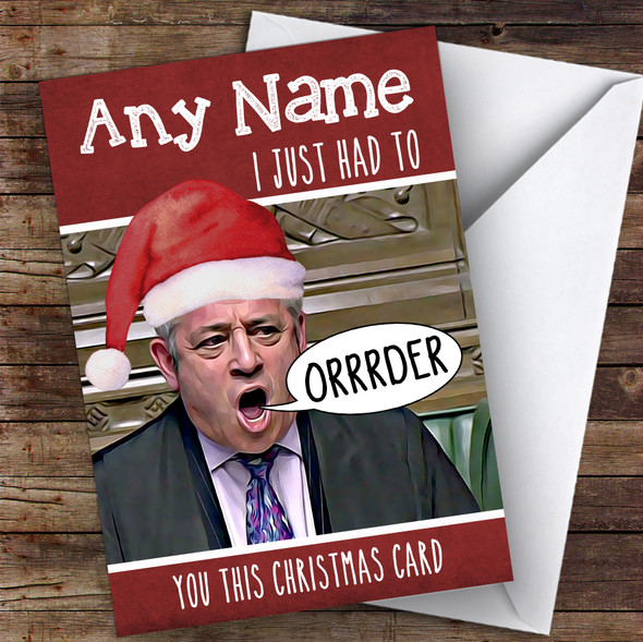 John Bercow Speaker Order Funny Joke Personalised Christmas Card