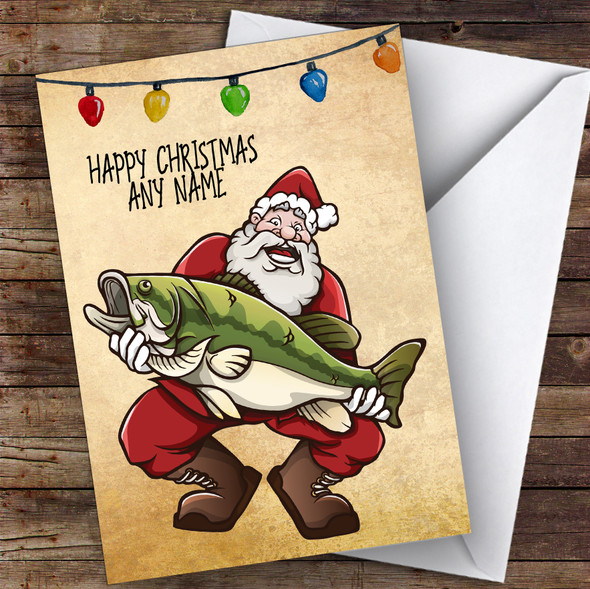 Fishing Santa With Big Catch Hobbies Personalised Christmas Card