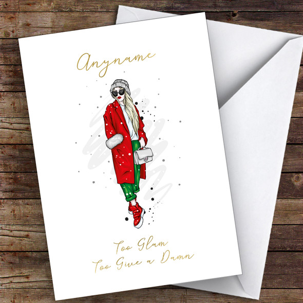 Fashion Too Glam Female Hobbies Personalised Christmas Card