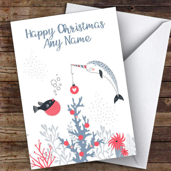 Coral Reef Fish Modern Personalised Christmas Card