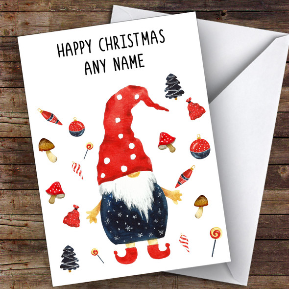 Elf Gnome Feet Modern Personalised Christmas Card