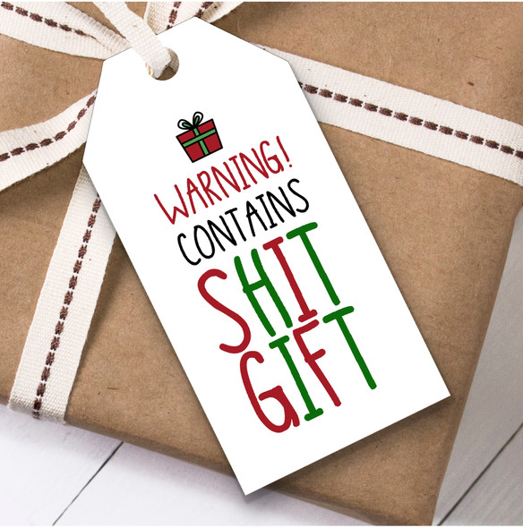 Funny Warning Contains Shit Gift Christmas Gift Tags