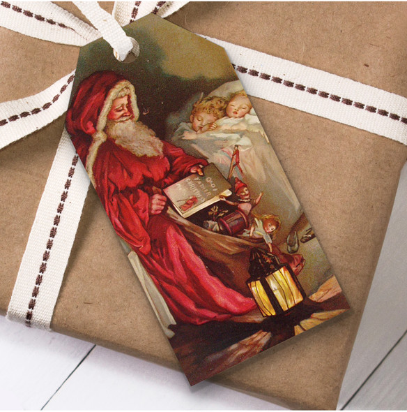 Vintage Traditional Santa & Baby Christmas Gift Tags