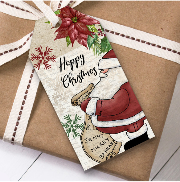 Rustic Vintage Santa List Christmas Gift Tags