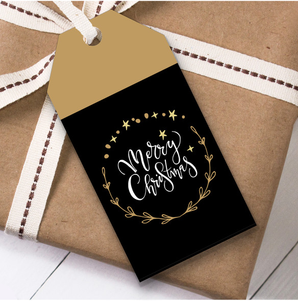 Black & Gold Ring Christmas Gift Tags