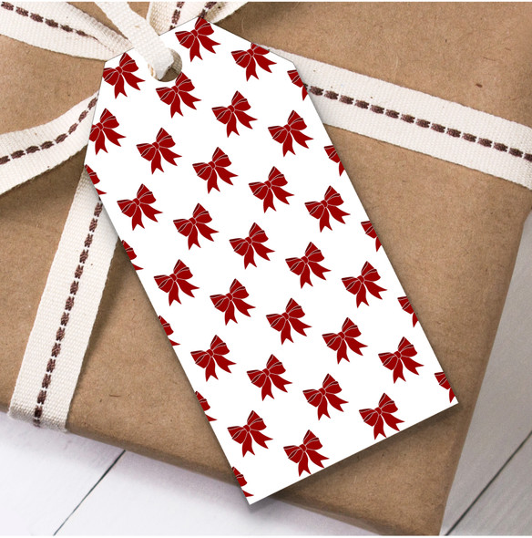 White Red Bows Christmas Gift Tags