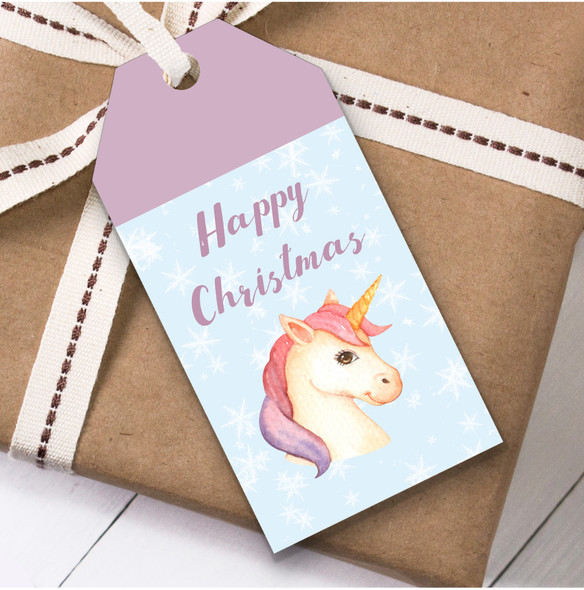 Blue Unicorn Christmas Gift Tags