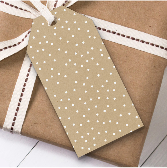 Beige Dots Christmas Gift Tags