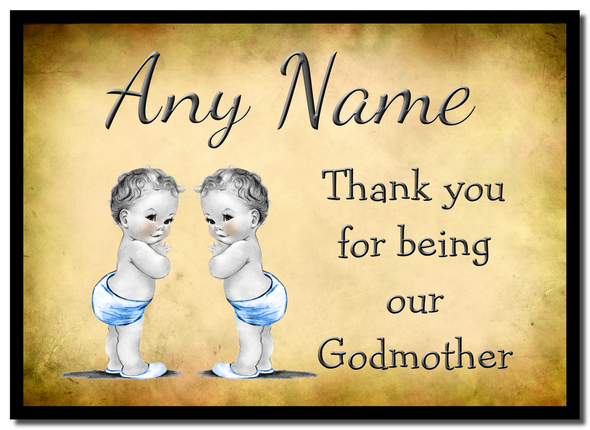 Vintage Baby Twin Boys Godmother Thank You  Personalised Placemat