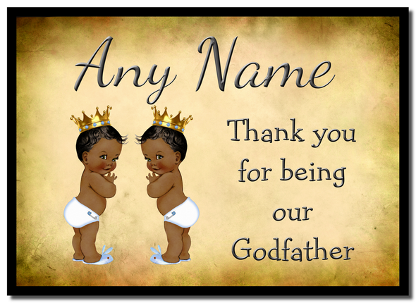 Vintage Baby Twin Black Boys Godfather Thank You  Personalised Placemat