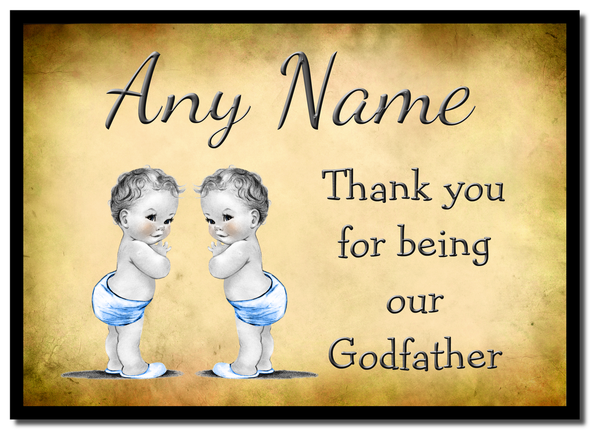 Vintage Baby Twin Boys Godfather Thank You  Personalised Mousemat