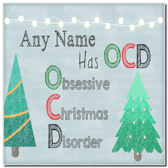 Christmas Trees OCD Christmas Personalised Coaster