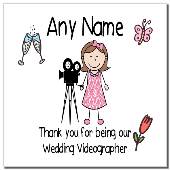 Thank You For Being Our Wedding Videographer Female Personalised Coaster