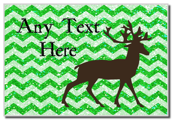 Reindeer Green Glitter Christmas Personalised Magnet