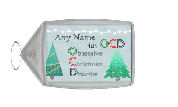 Christmas Trees OCD Christmas Personalised Keyring