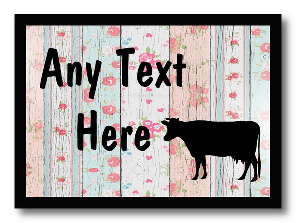 Cow Shabby Wood Personalised Dinner Table Placemat