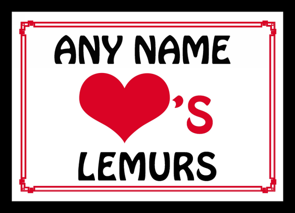 Love Heart Lemurs Personalised Placemat