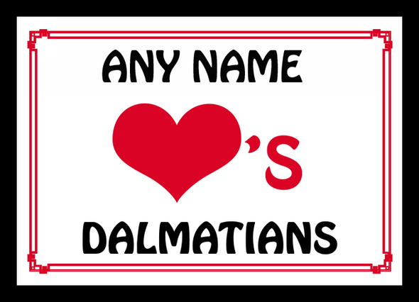 Love Heart Dalmatians Personalised Placemat