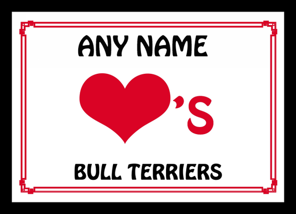 Love Heart Bull Terriers Personalised Placemat