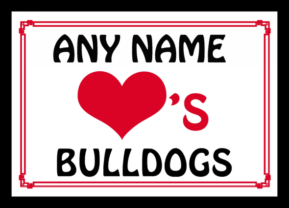 Love Heart Bulldogs Personalised Placemat