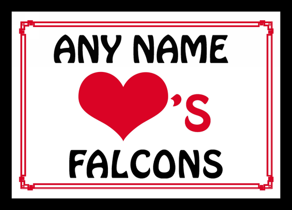 Love Heart Falcons Personalised Placemat