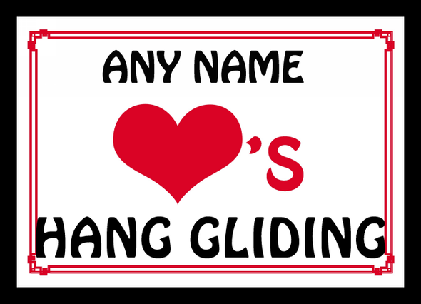 Love Heart Hang Gliding Personalised Placemat