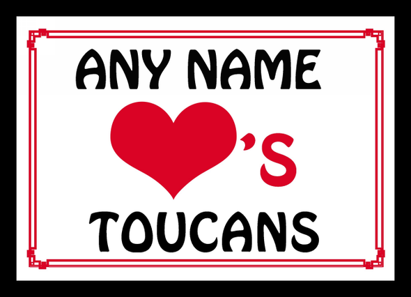 Love Heart Toucans Personalised Placemat