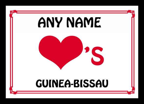 Love Heart Guinea-Bissau Personalised Placemat