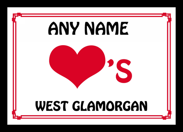 Love Heart West Glamorgan Personalised Placemat