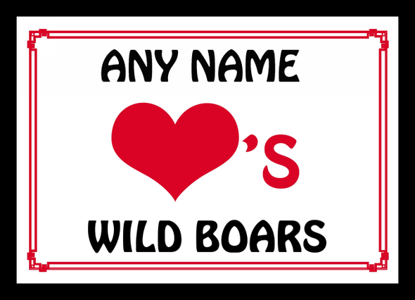 Love Heart Wild Boars Personalised Placemat