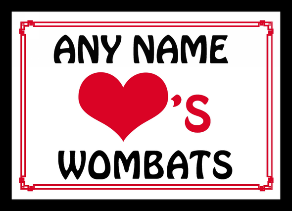 Love Heart Wombats Personalised Placemat