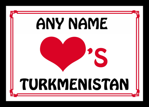Love Heart Turkmenistan Personalised Placemat