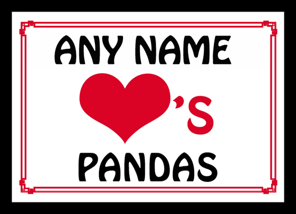 Love Heart Pandas Personalised Placemat