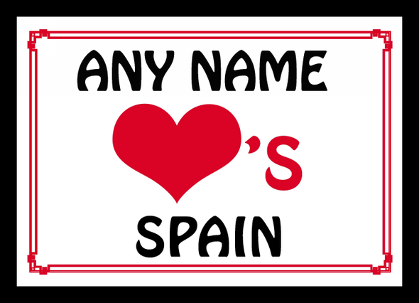 Love Heart Spain Personalised Placemat