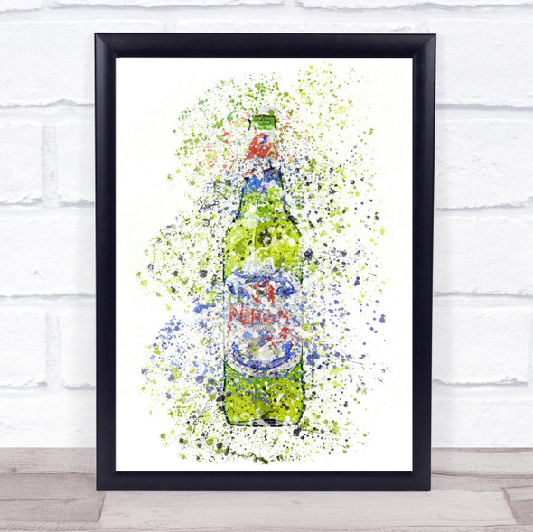 Watercolour Splatter Peroni Lager Bottle Wall Art Print