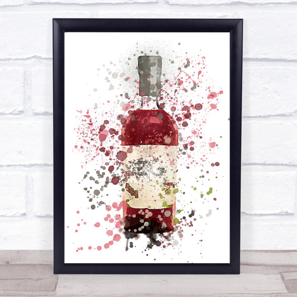 Watercolour Splatter Edinburgh Plum And Vanilla Gin Bottle Wall Art Print