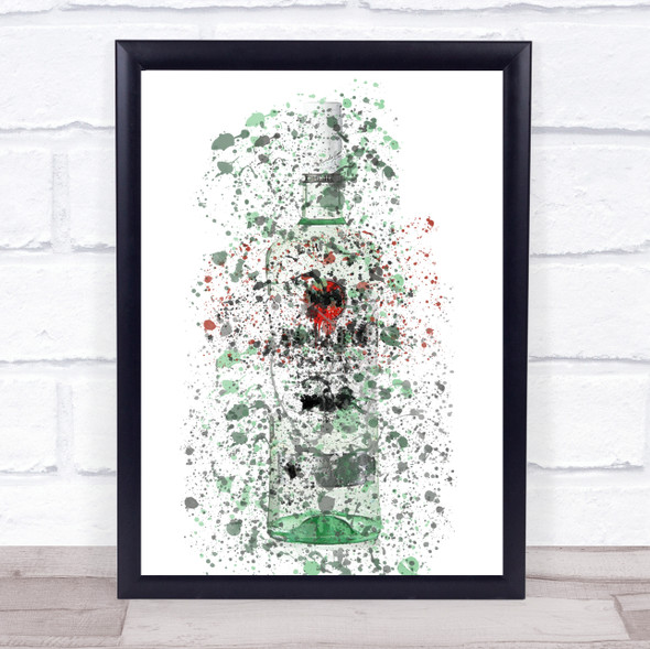 Watercolour Splatter Bacardi Carta Blanca White Rum Bottle Wall Art Print