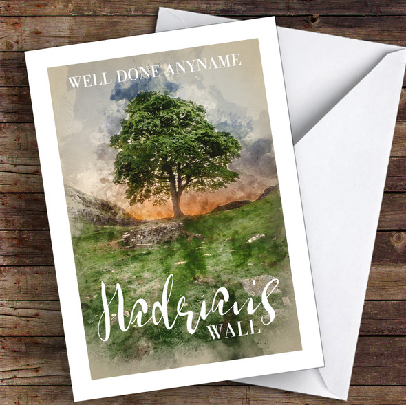 Hadrian's Wall Watercolour Sycamore Well Done Personalised Greetings Card