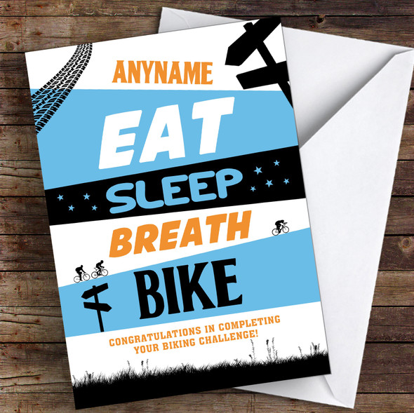 Eat Sleep Breath Bike Congratulations Personalised Greetings Card