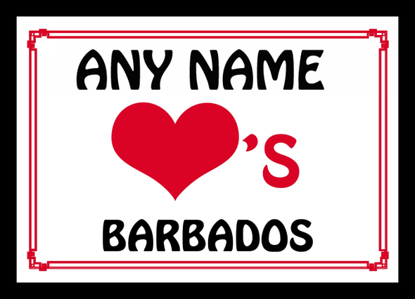 Love Heart Barbados Personalised Placemat