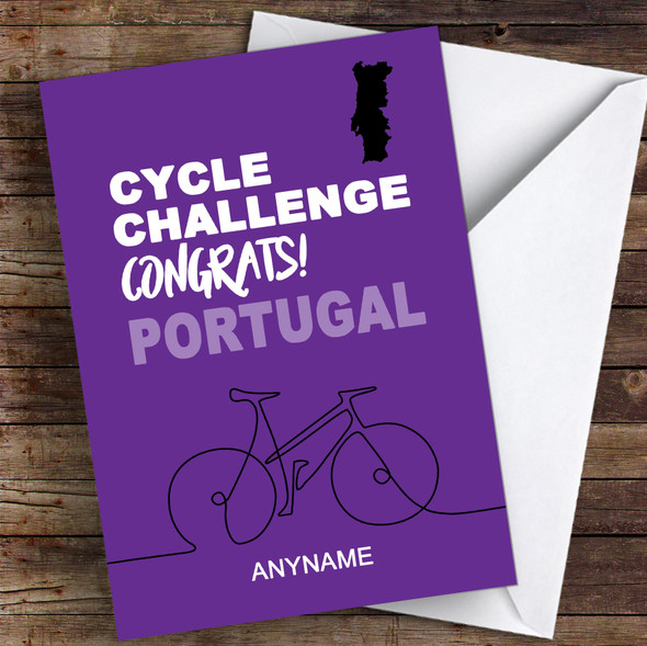 Cycle Portugal Challenge Congrats Personalised Greetings Card