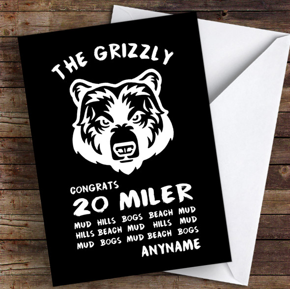 The Grizzly 20 Miler Congrats Personalised Greetings Card