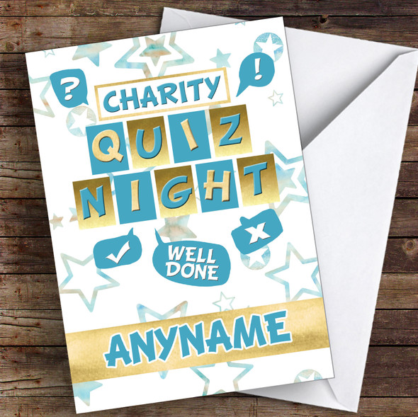 Charity Quiz Night Well Done Personalised Greetings Card