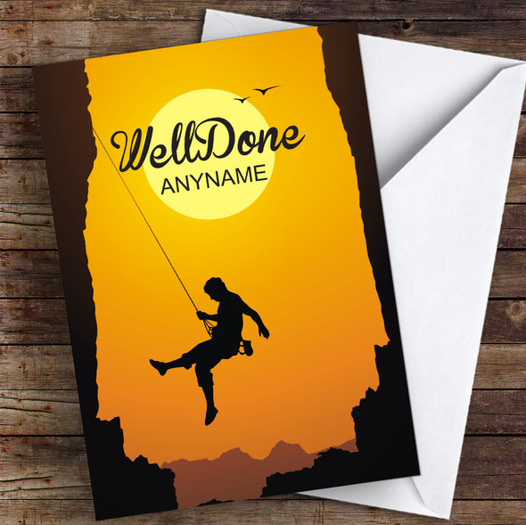 Abseil challenge Well Done Personalised Greetings Card