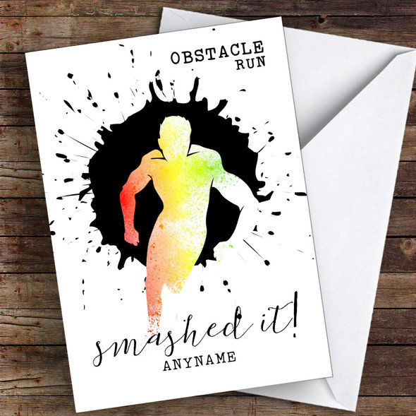 Obstacle Run Smashed It Personalised Greetings Card